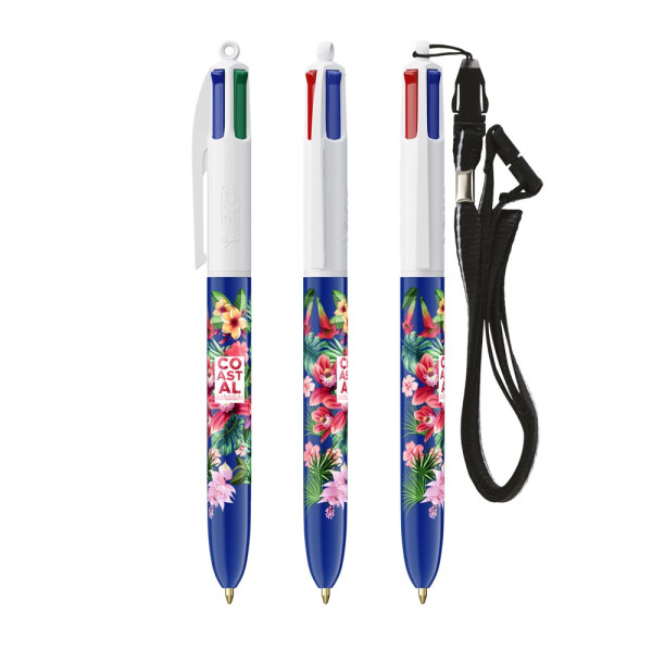 BIC® 4 Colours balpen + Lanyard